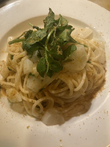 冬野菜とカラスミのペペロンチーノ